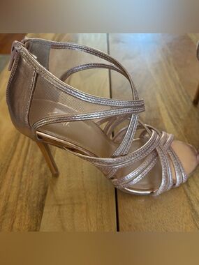 Fioni Women's Rose Gold Strappy High Heel Sandals Size 7